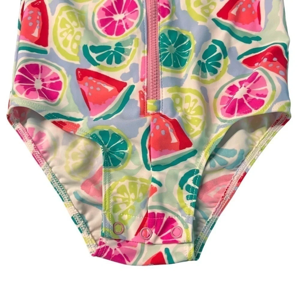 TOMMY BAHAMA GIRLS ONE PIECE LONG SLEEVE FRUIT PATTERN SWIMSUIT SIZE 18 MONTHS
